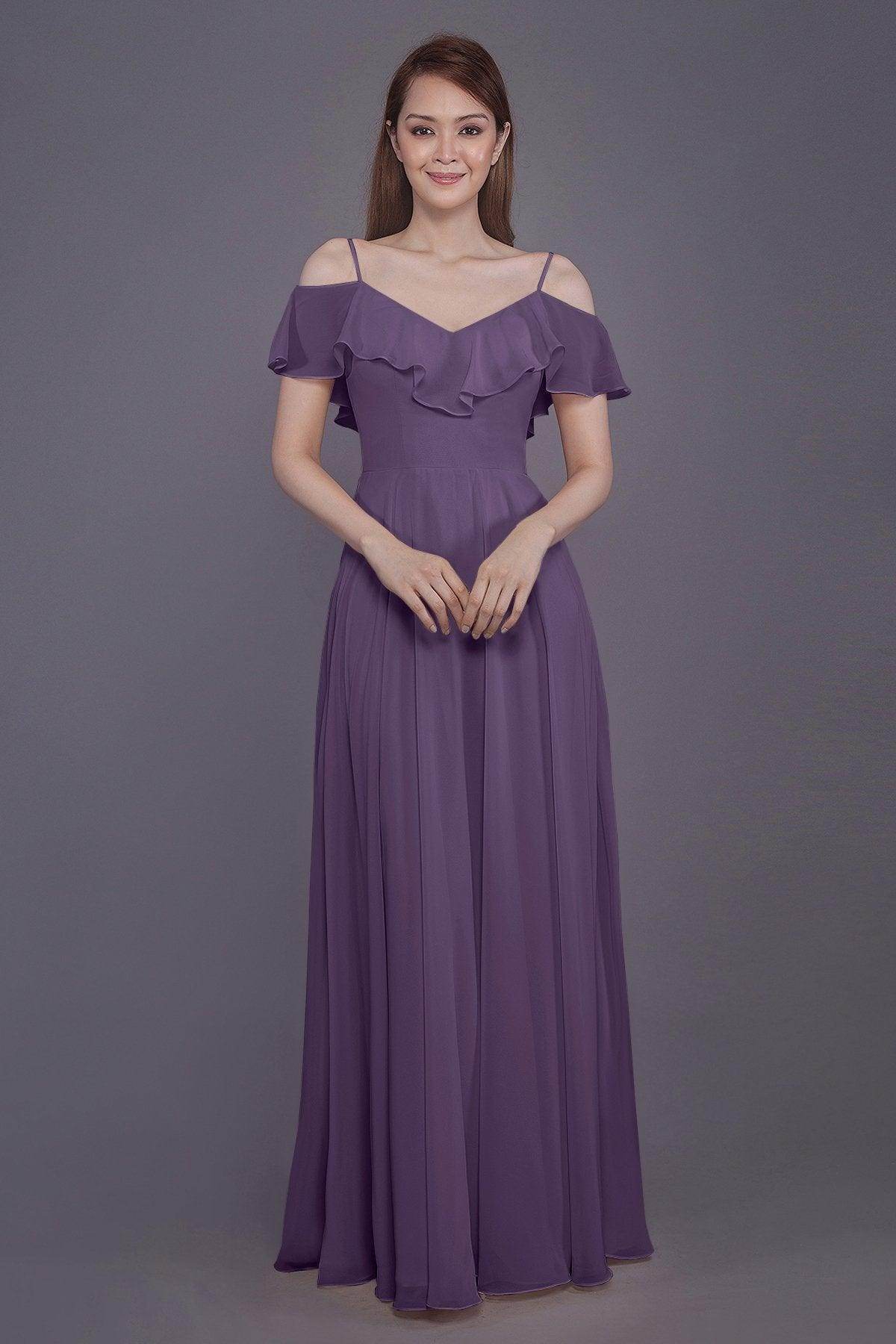 Sheath-Column Floor Length Chiffon Bridesmaid Dress PR3570PS - COCOMELODY